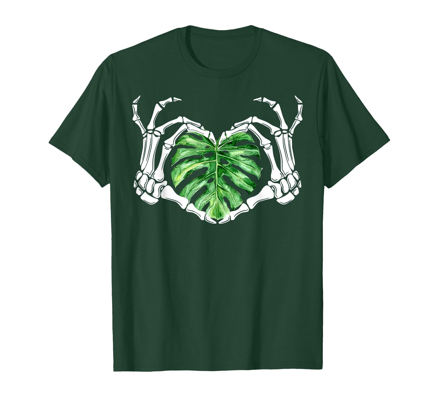 Skeleton Hands Heart Monstera Houseplant Botanical Gardening T-Shirt