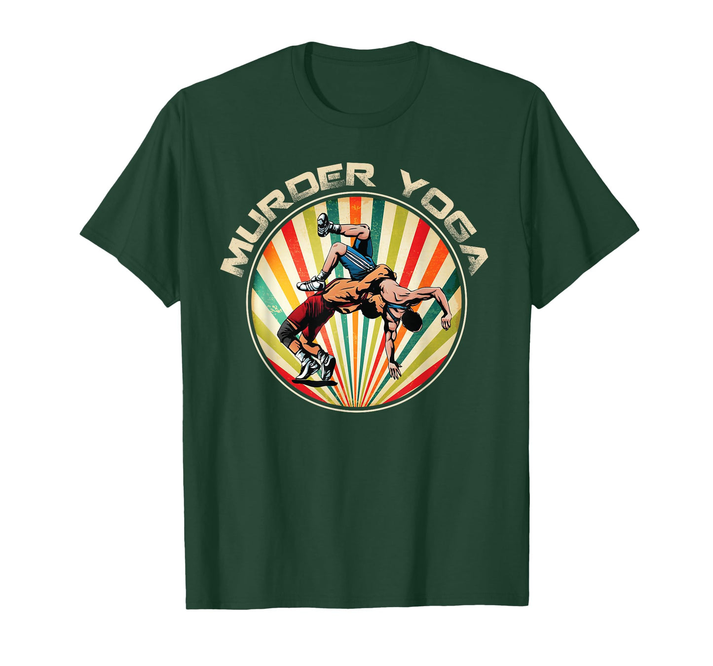 Wrestler Murder Yoga Vintage Retro Sunset Funny Wrestling T-Shirt