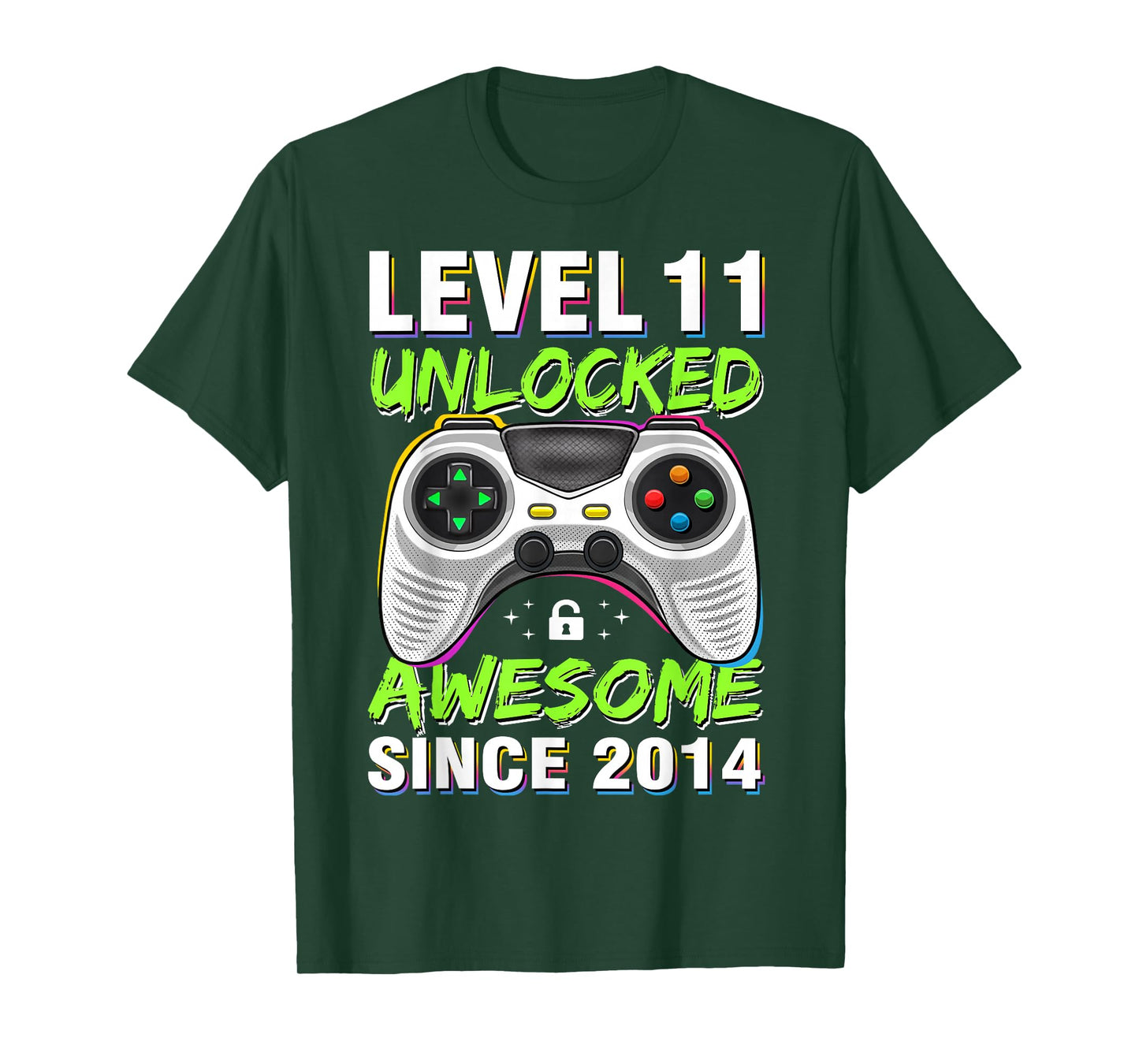 Level 11 Unlocked Awesome Since 2014 11th Birthday Gaming T-Shirt