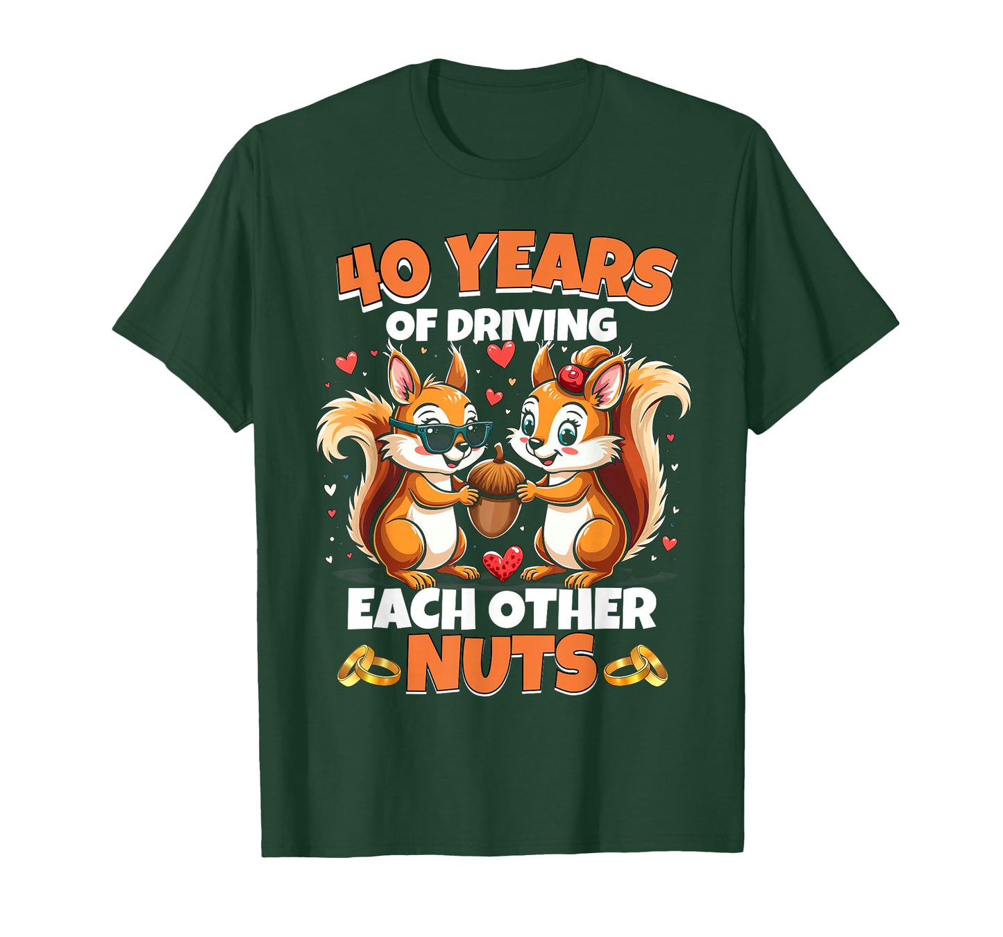 40th Wedding Anniversary 40 Years Of Driving Each Other Nuts T-Shirt