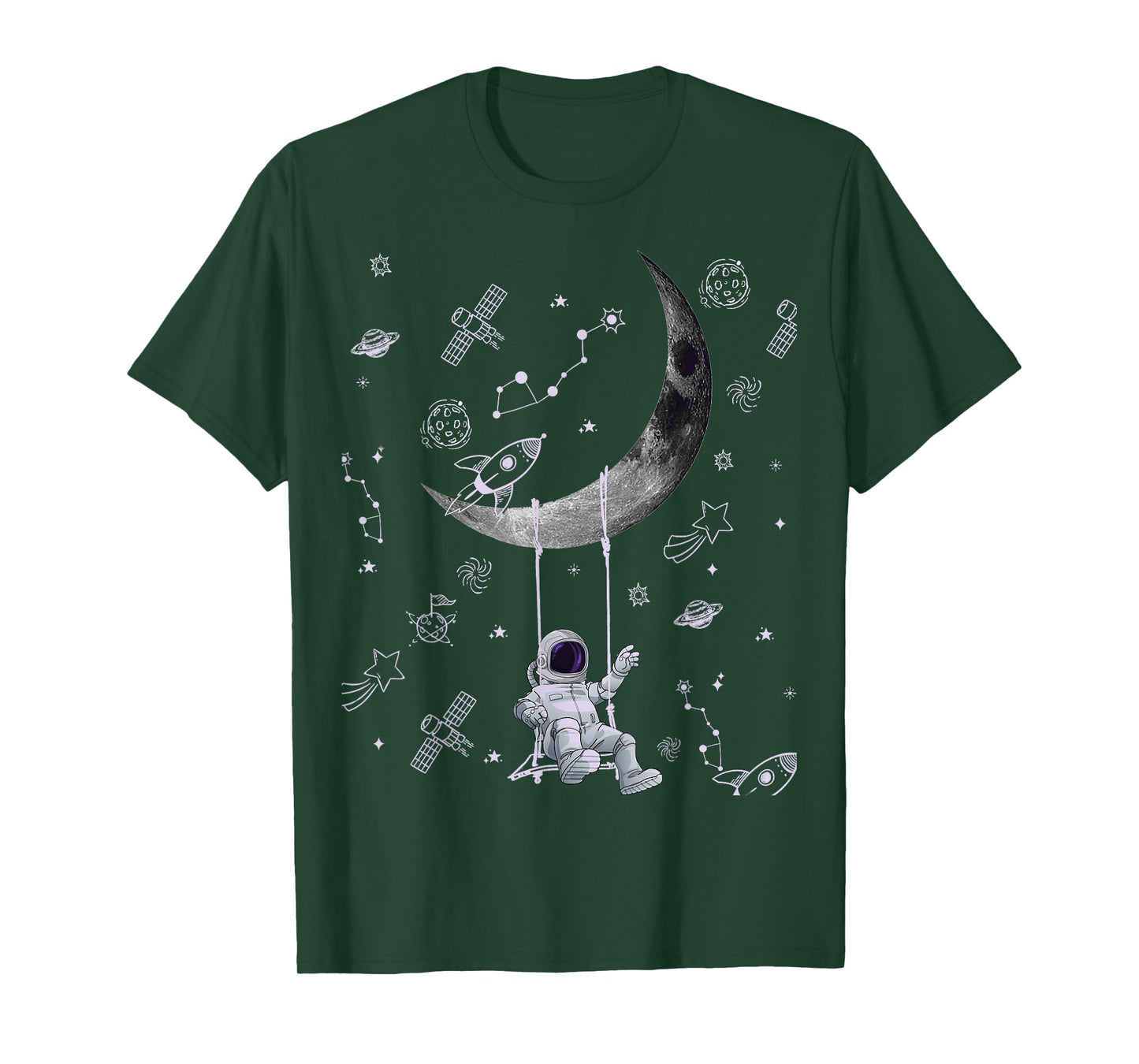 Funny Astronaut Purple Moon Swing NASA Space Science Teacher T-Shirt