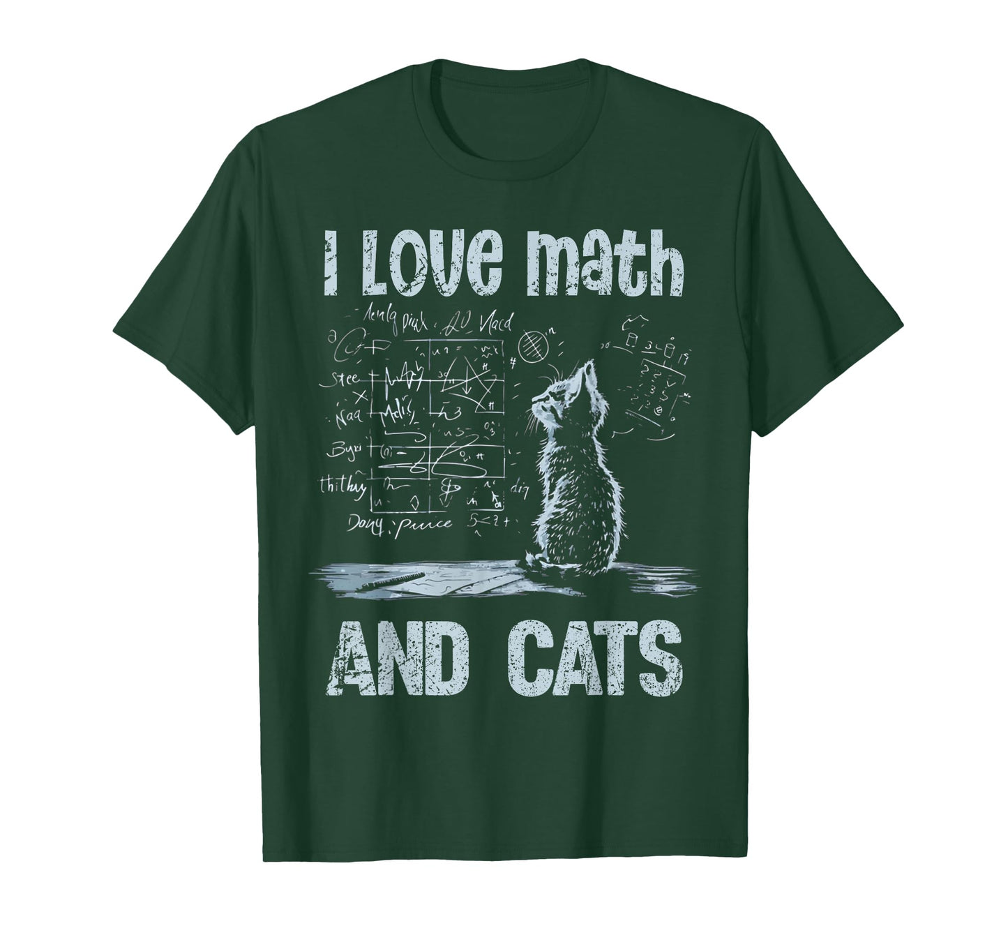 I Love Math And Cats Funny Cat Lover Science Teacher Student Men Women Kids T-Shirt