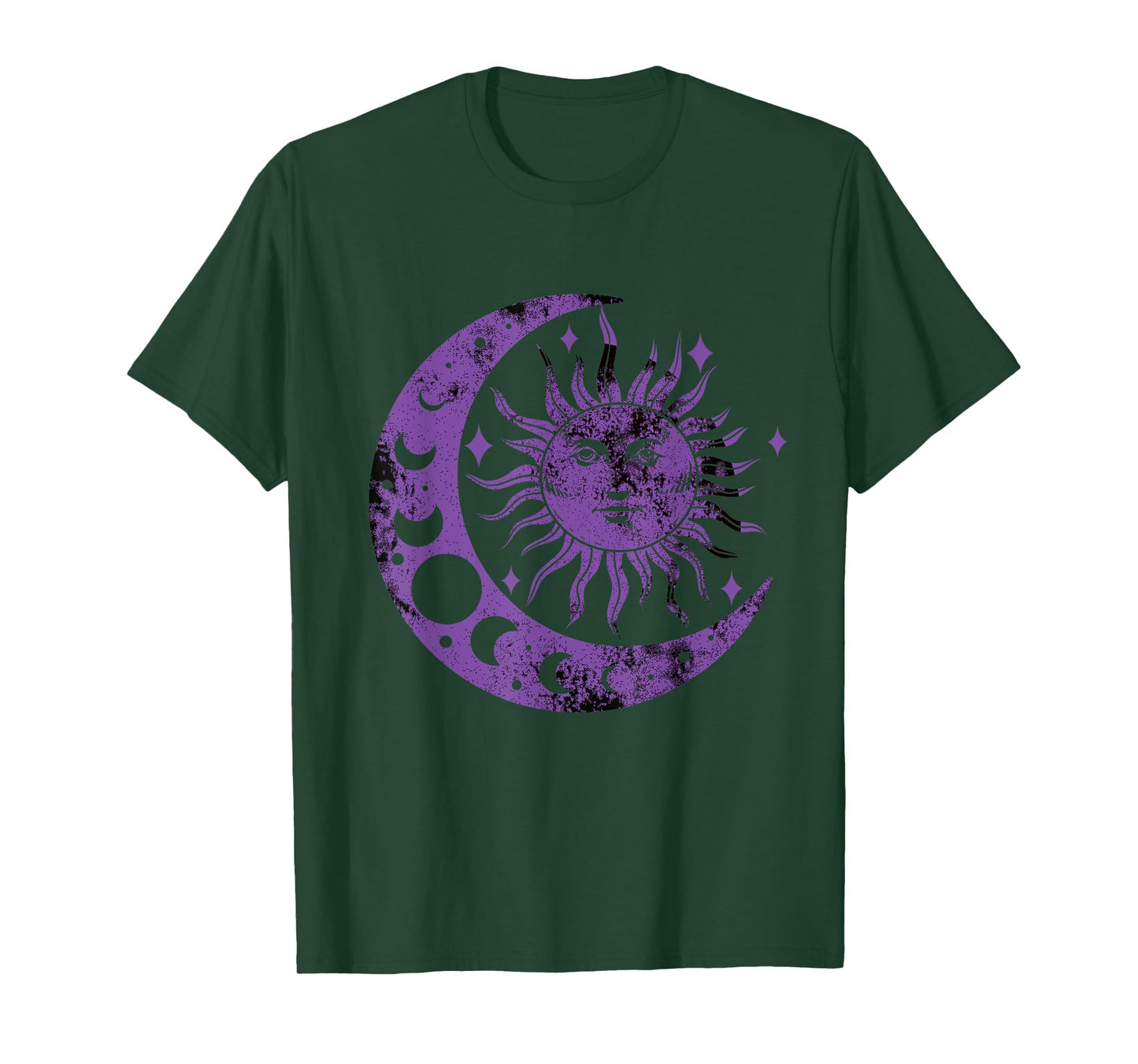 Meditation Yin Yang Sun Moon Distressed Purple T-Shirt