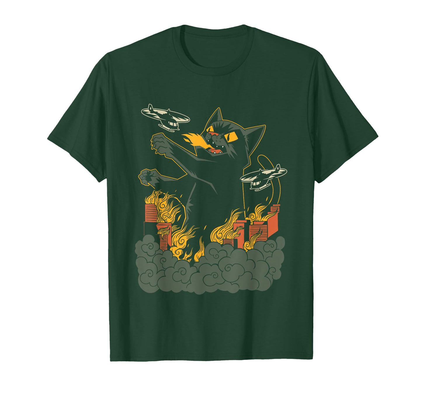 Kaiju Cat Anime Comic Art Japanese Zilla Big Cat Graphic T-Shirt for Men Women Kids