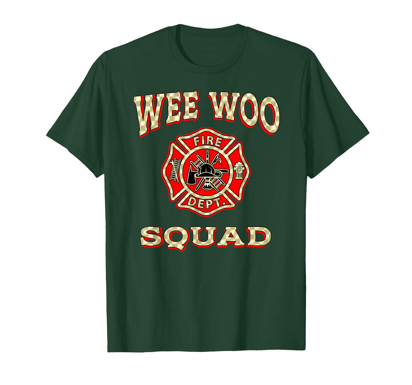 WEE WOO SQUAD Funny Firefighter Badge Marshal Fire Truck T-Shirt