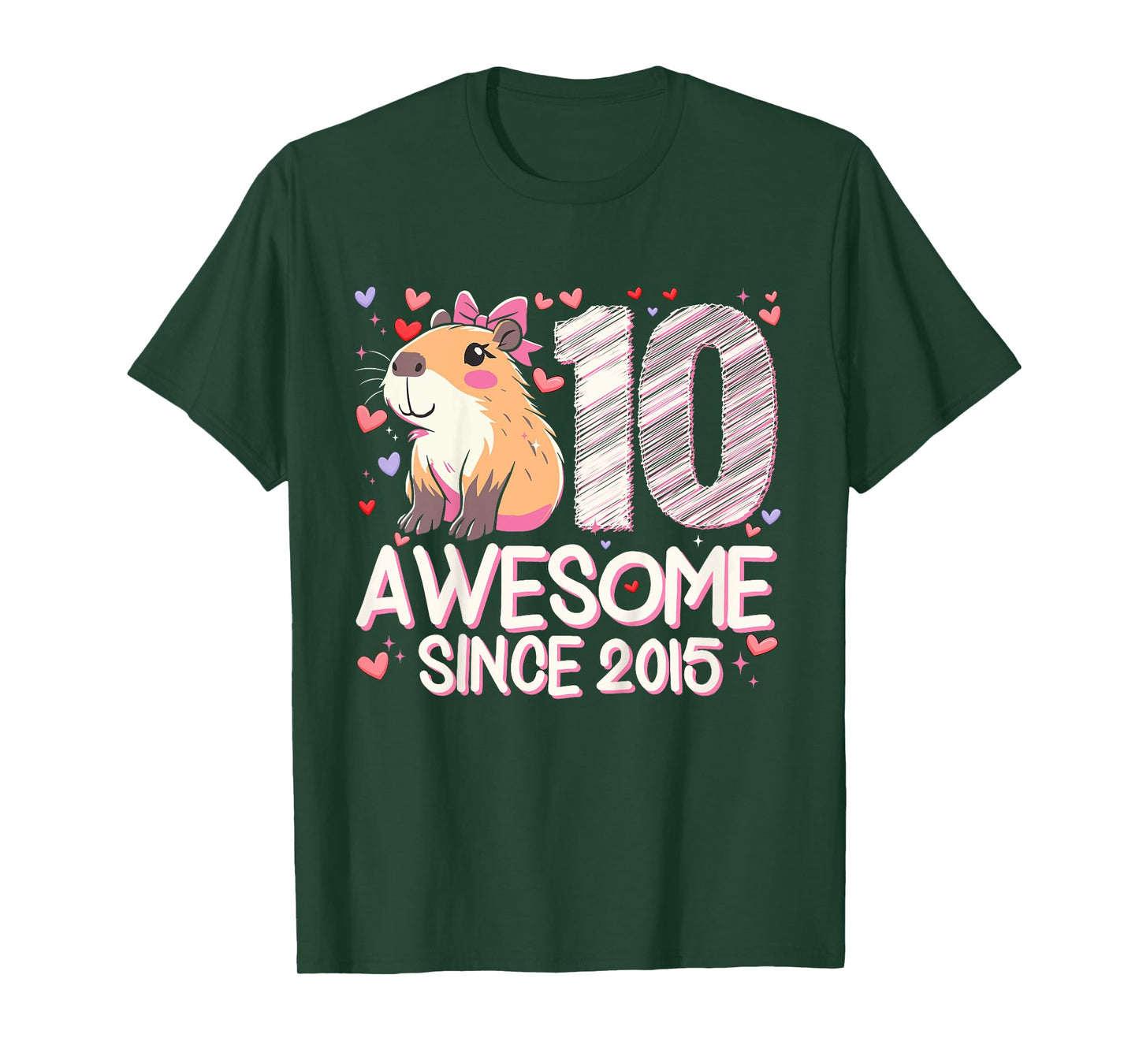Kids 10 Years Old Capybara Gifts For Girls 10th Birthday Party T-Shirt
