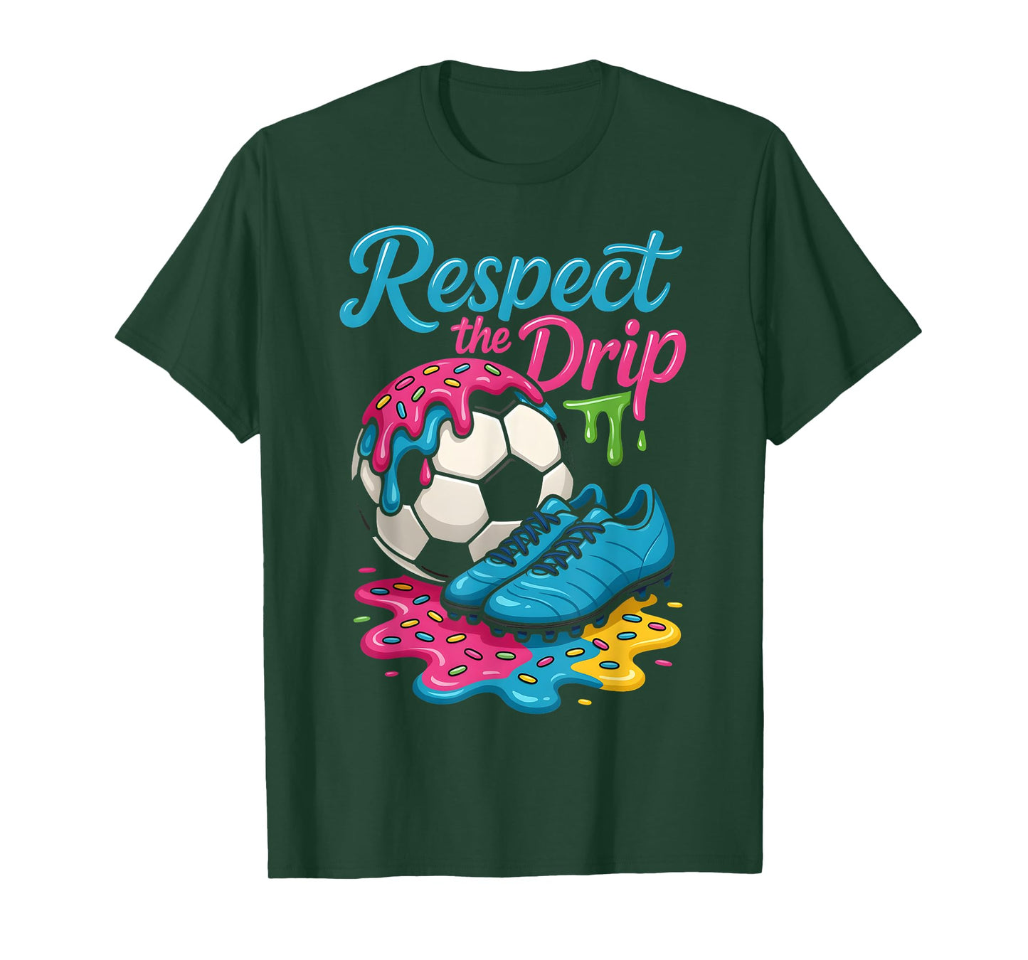 Soccer Drip Boys Girls Ice Cream Drip With Sprinkles Summer T-Shirt