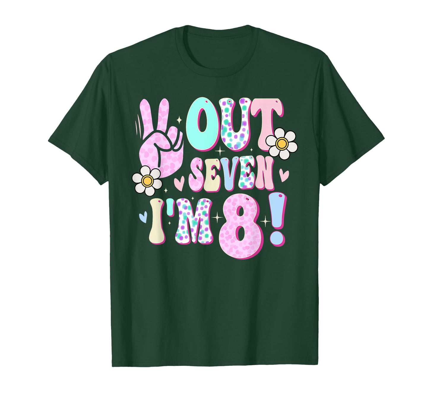 Peace Out Seven I'm 8 Eight Year Old Girl 8th Birthday T-Shirt
