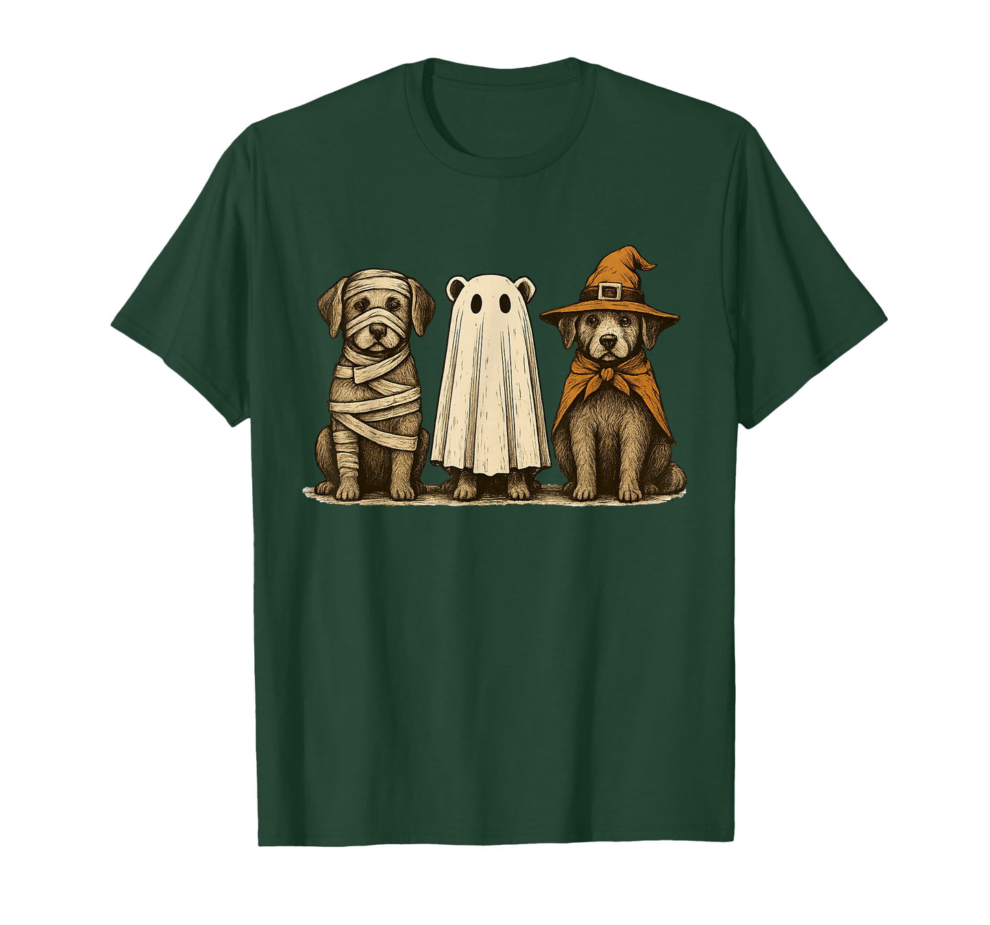 Cute Halloween Dogs Ghost Witch Mummy Funny Costume T-Shirt