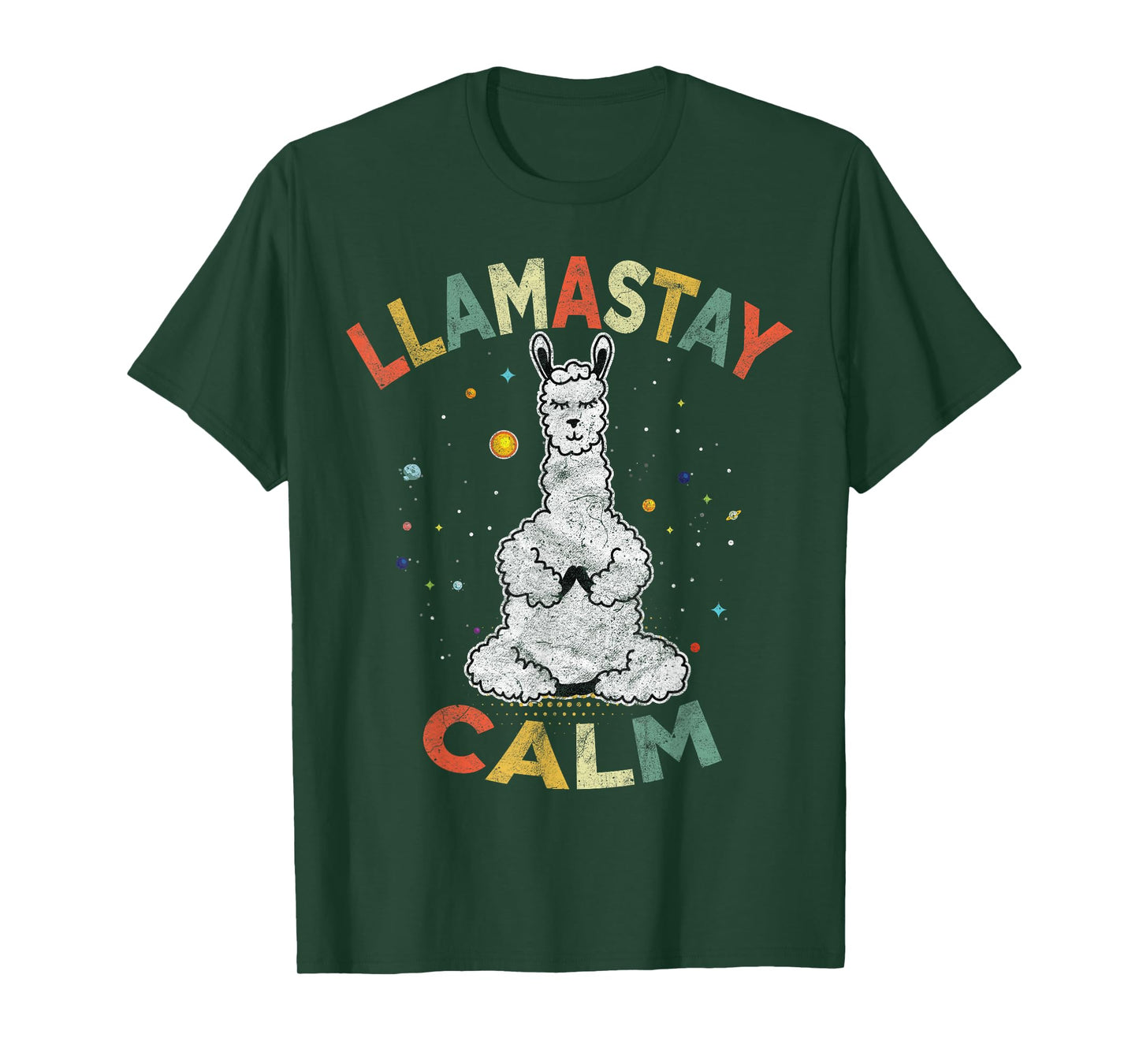 Cute Yoga Llama Stay Calm Alpaca Retro Vintage TShirts Tee
