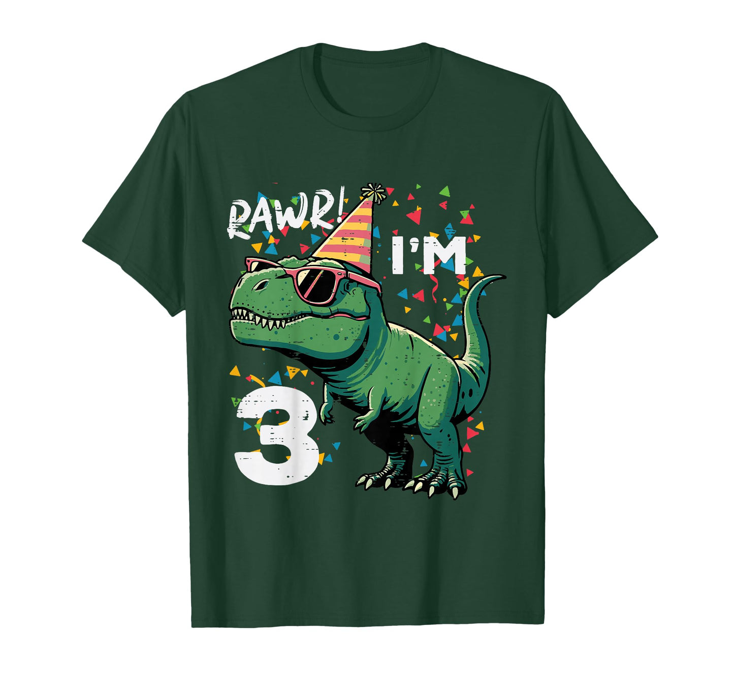 Kids 3rd Birthday Trex Rawr Im 3 Years Old Bday Dino Boys Kids T-Shirt