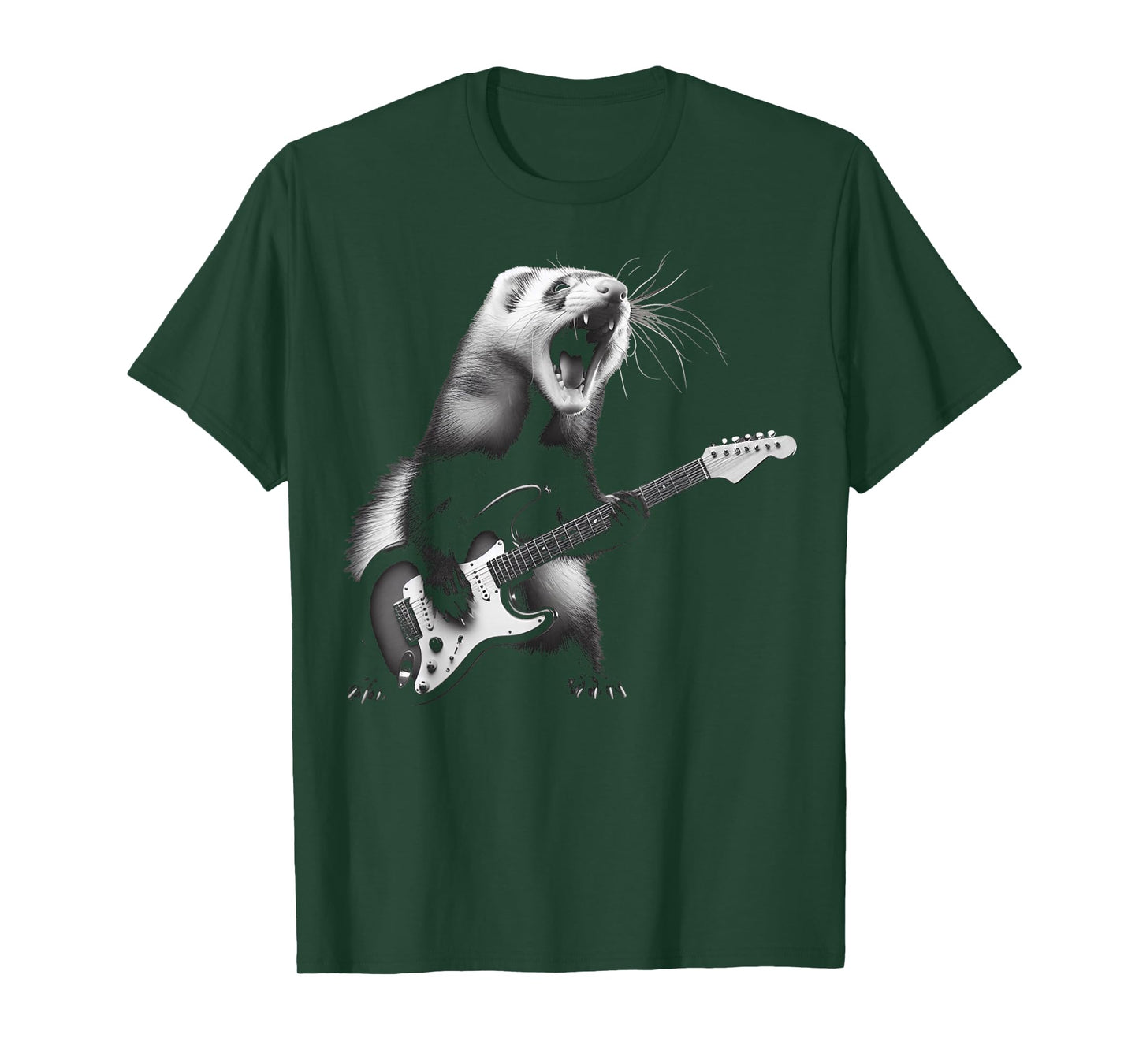Ferret Playing Guitar Rock and Roll Rock Star Men Women Kids T-Shirt