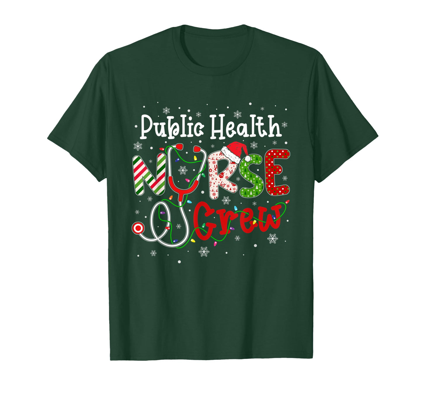 Public Health Christmas Nurse Crew Nursing Christmas Pattern T-Shirt
