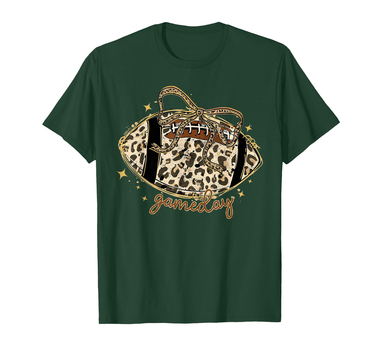 Touchdown Coquette Bow Leopard American Football Game Day T-Shirt