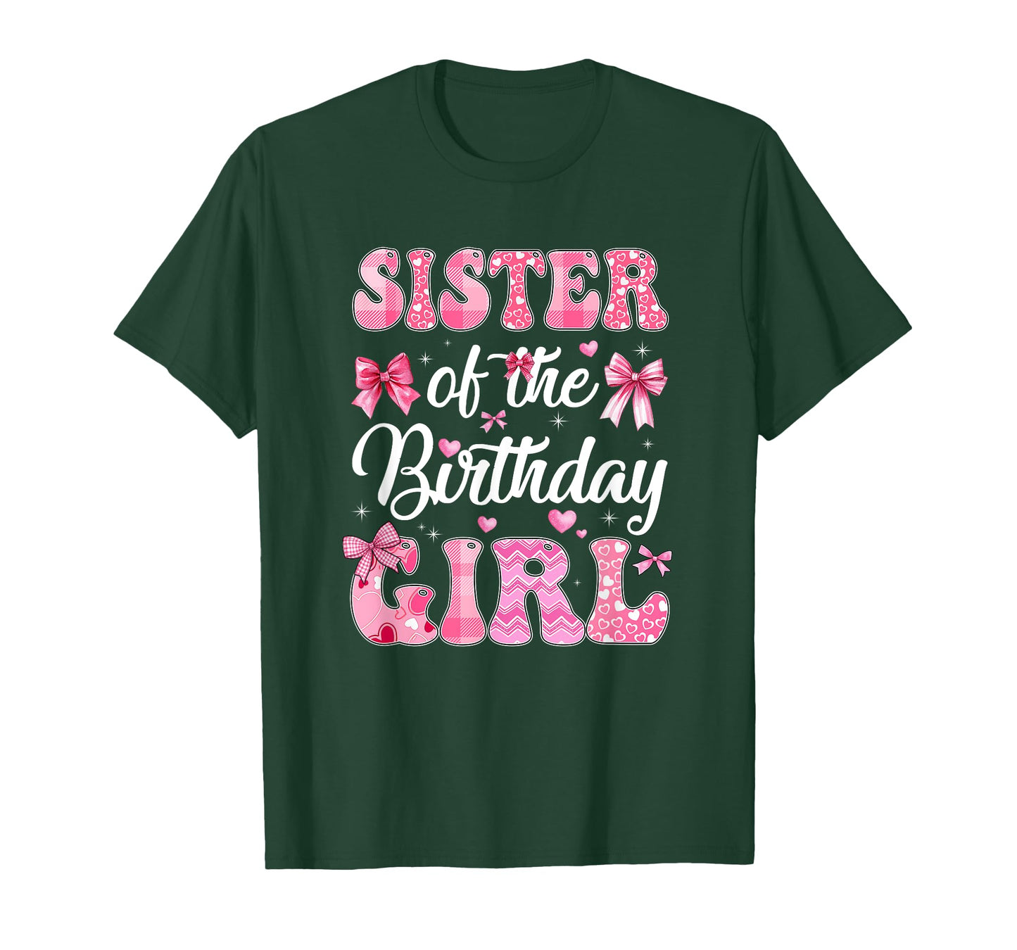 Sister Of The Birthday Girl Family Pink Coquette Bow T-Shirt