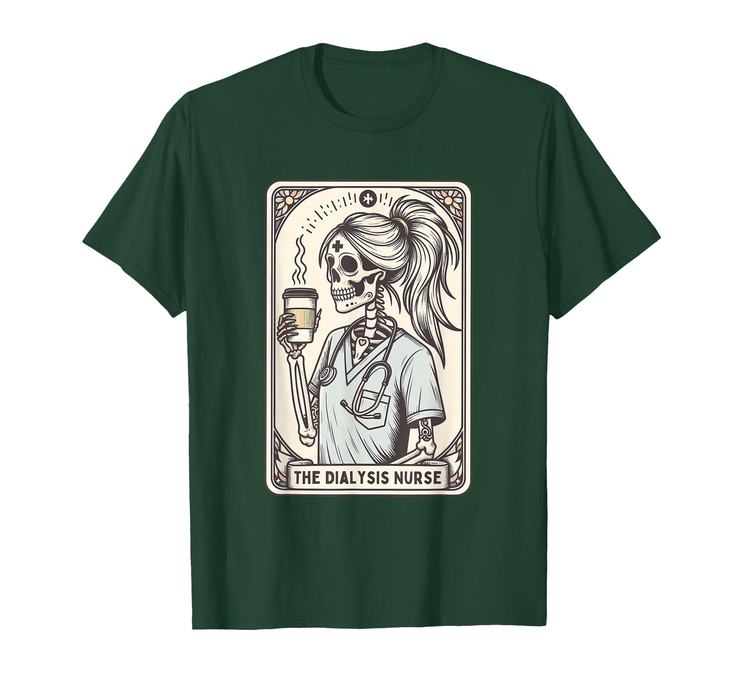 The Dialysis Nurse Halloween Skeleton Nurse Tarot Card Women T-Shirt