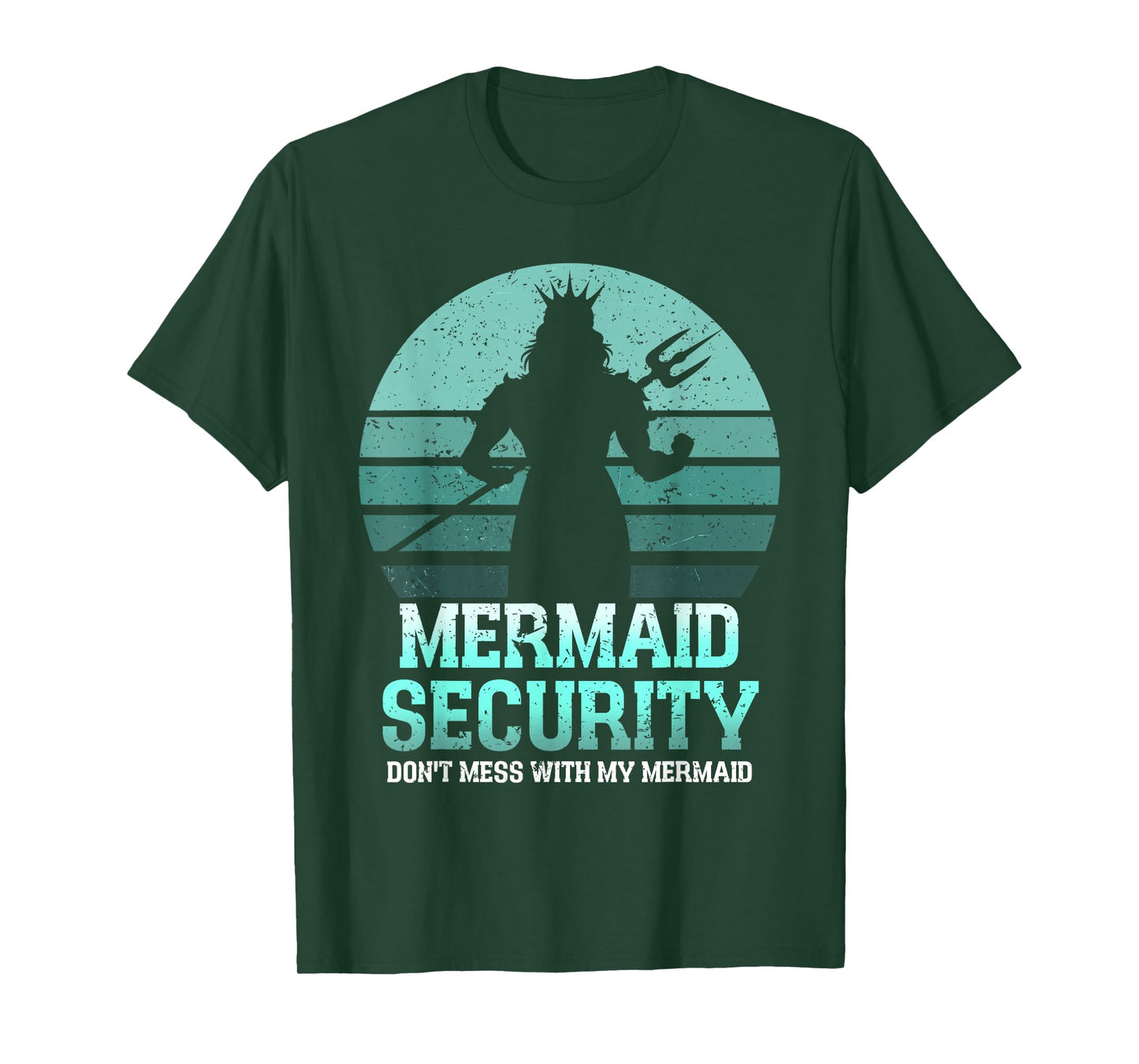 Mermaid Security Funny Vintage Birthday Party Dad Father Day T-Shirt
