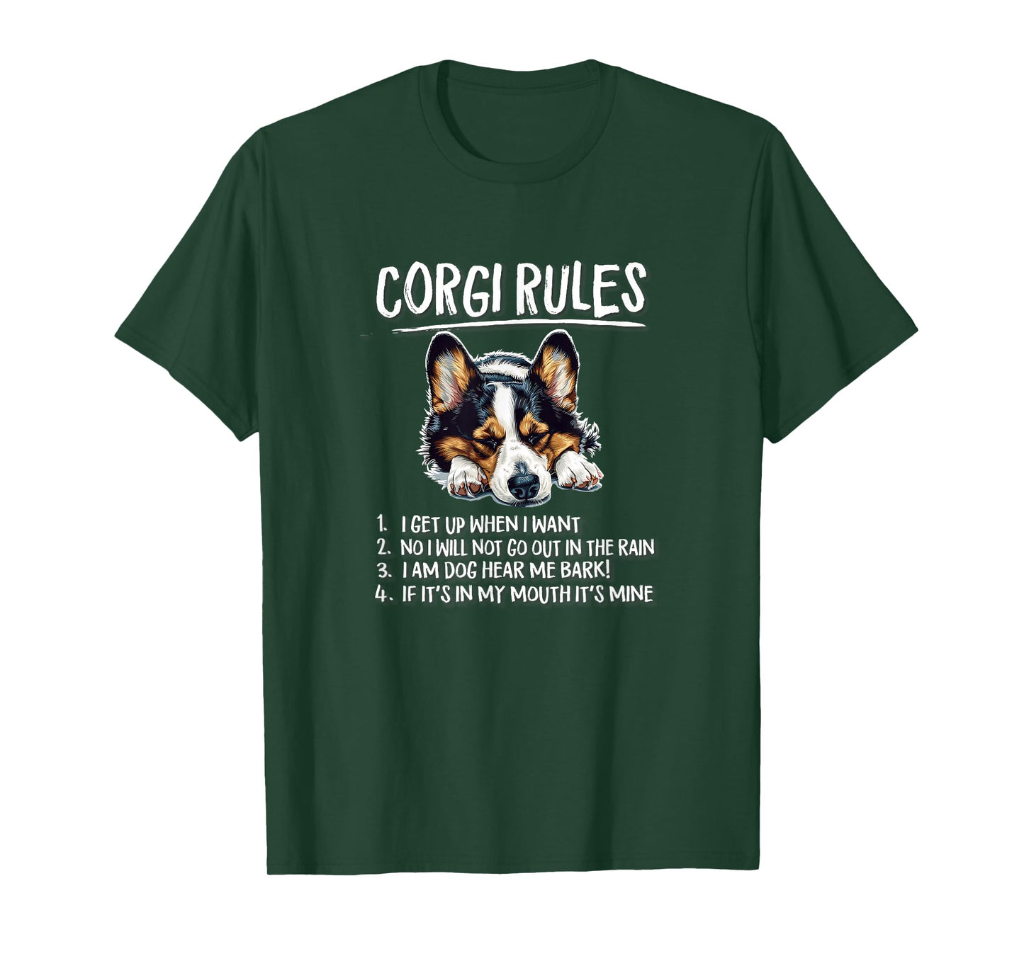 Funny Rules Napping Black Pembroke Tricolor Corgi Lover T-Shirt