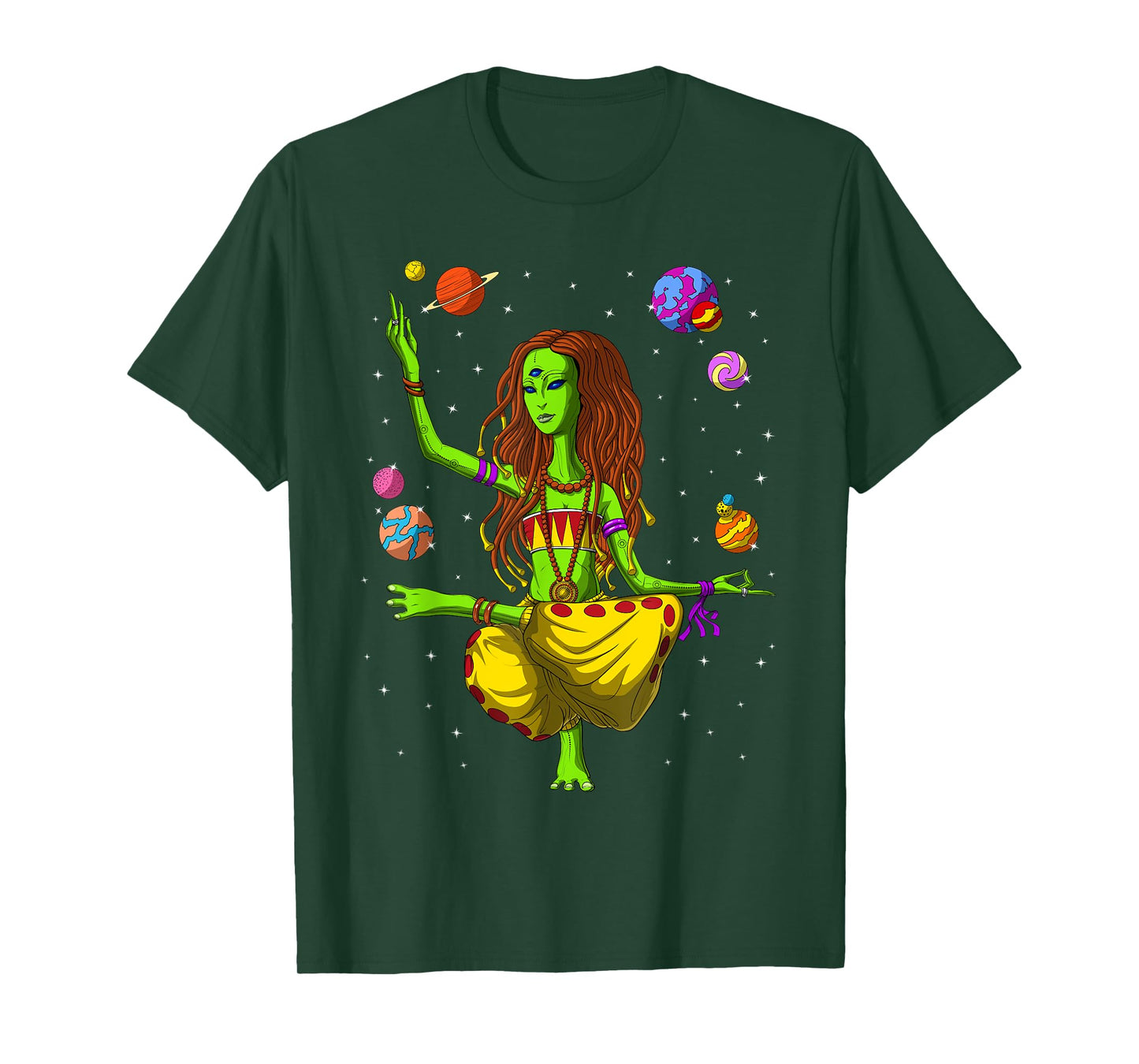 Hippie Alien Yoga Zen Meditation Psychedelic Spiritual Women T-Shirt