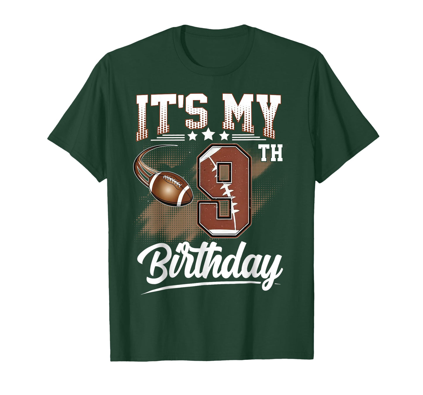 Kids 9 Year Old It's My 9th Birthday Football Themed Party T-Shirt