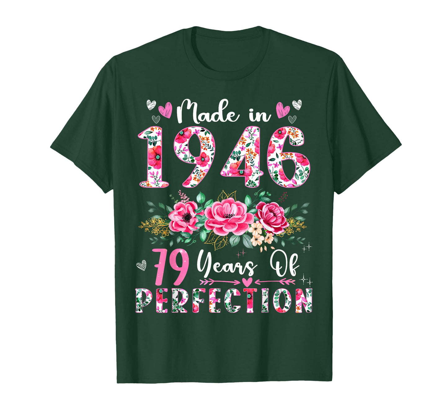 79 Year Old Made In 1946 Floral 79th Birthday Women T-Shirt