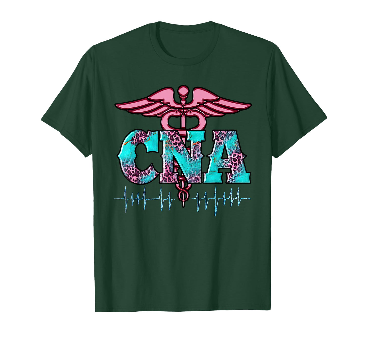 Pink And Blue Leopard CNA Nurse Christmas Pajamas For Team T-Shirt