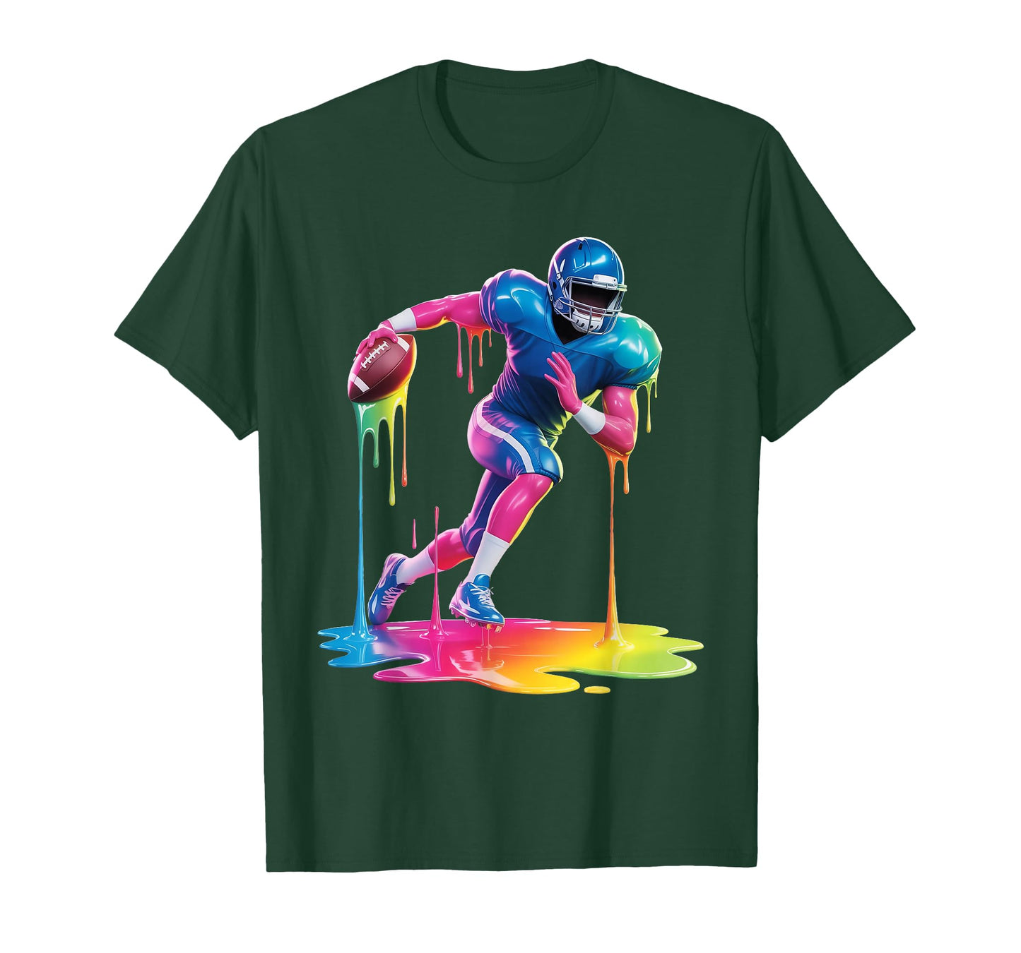 Tie Dye Football Drip Boys Youth Kid Dripping Football T-Shirt