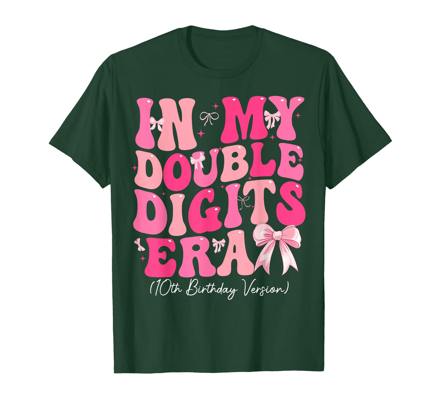 In My Double Digits Era 10th Birthday Version Coquette Bow T-Shirt
