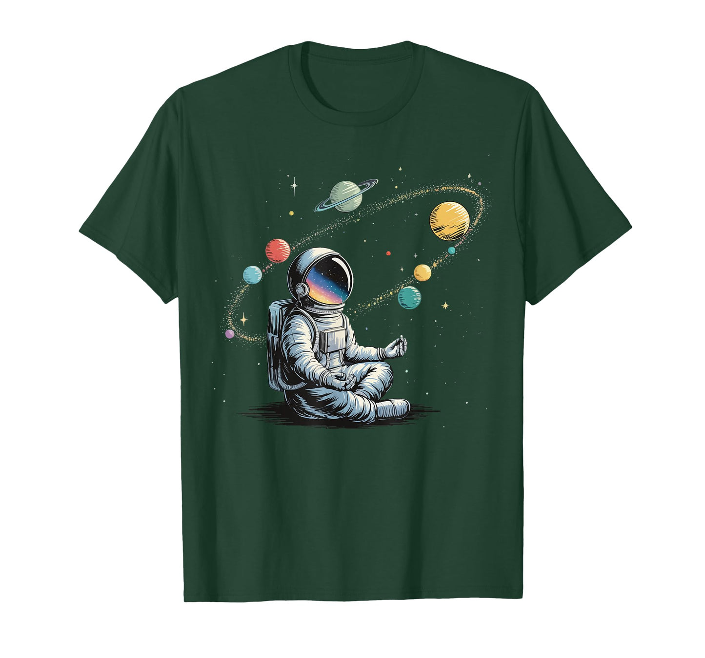 Astronaut Meditating Galaxy Yoga T-Shirt