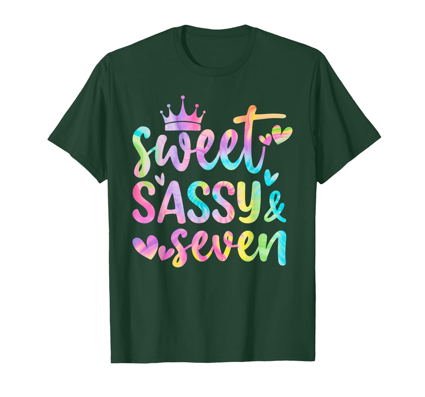Sweet Sassy and Seven Girls Birthday Tie Dye 7 Year Old Kids T-Shirt