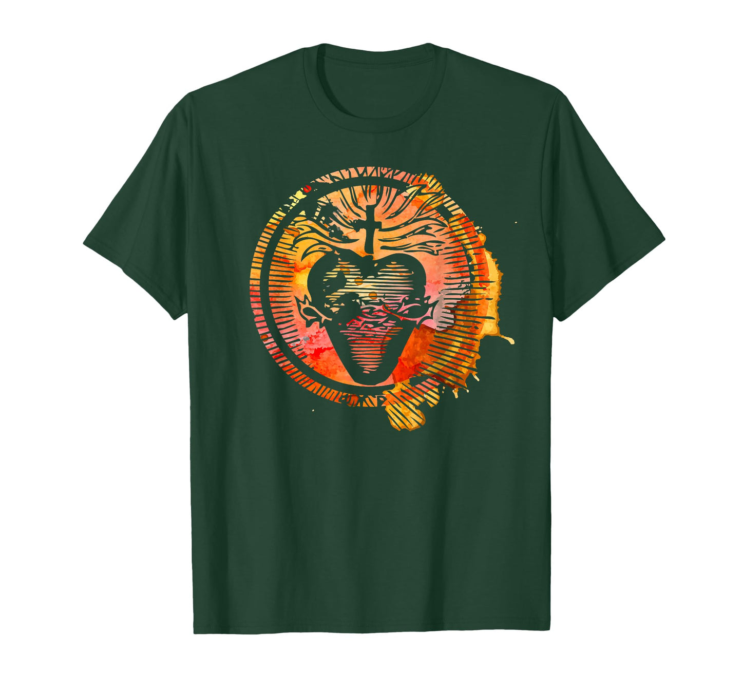 Sacred Heart of Jesus Watercolor Catholic T-Shirt