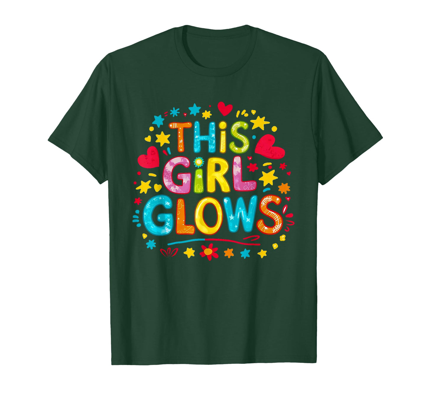 This Girl Glows for Women & Girls Tie Dye 80s Themed Disco T-Shirt