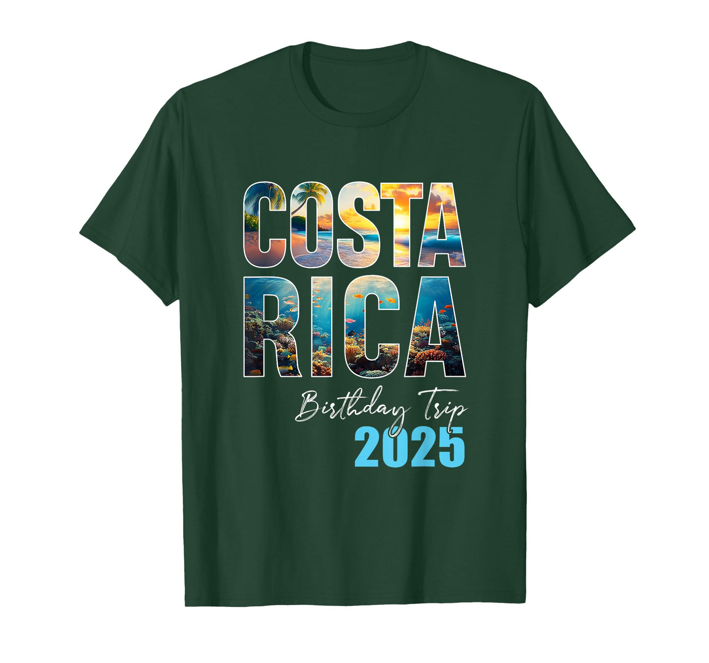 Costa Rica Birthday Trip 2025 Cruise T-Shirt - Unisex-Adult, Black, Small, Short Sleeve, Cotton 65% Polyester 35%, Novelty T-Shirt