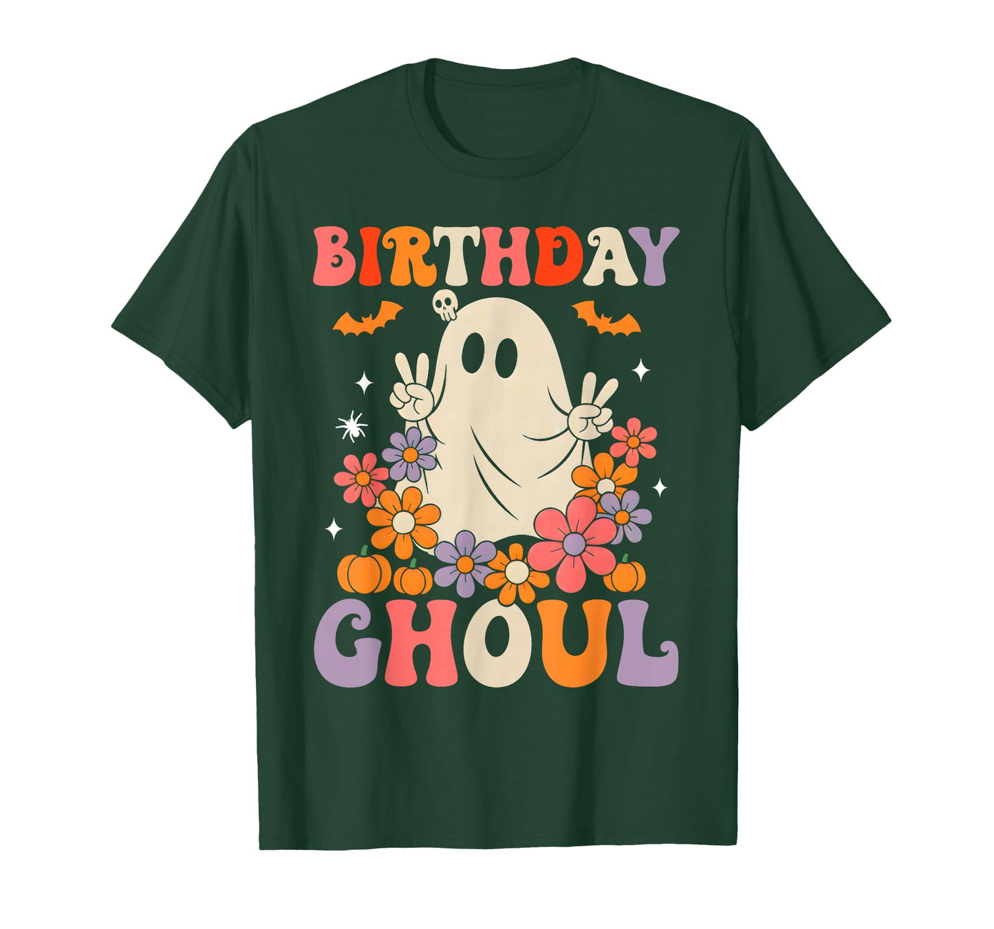 Birthday Ghoul Floral Ghost Halloween Women Girls Teens T-Shirt