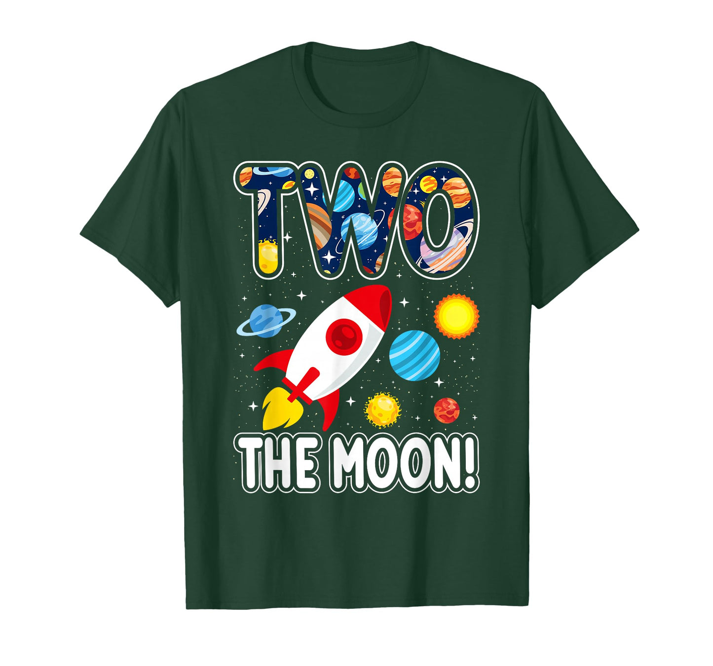 Two The Moon Outer Space 2 Year Old 2nd Birthday Party Space T-Shirt