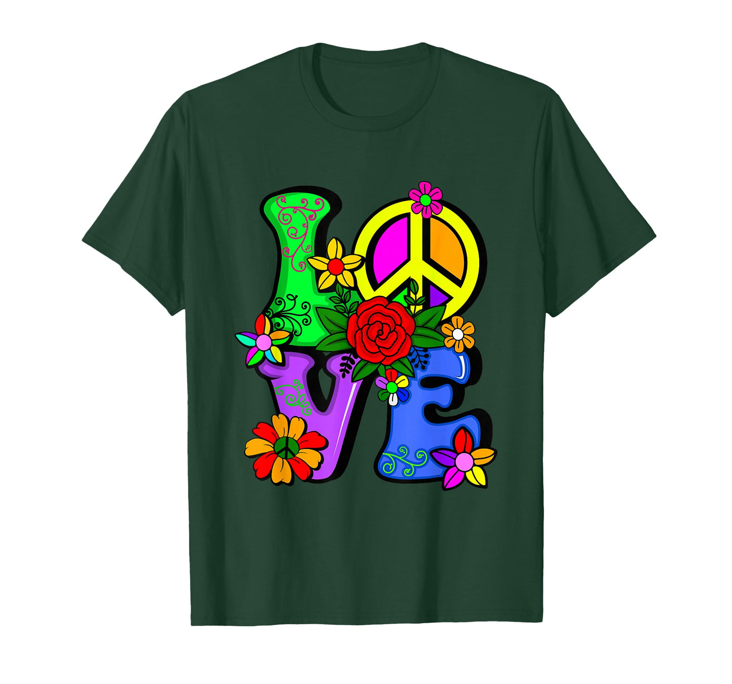 Retro 60's 70's Flower Power Hippy, Groovy Love Peace Hippie T-Shirt