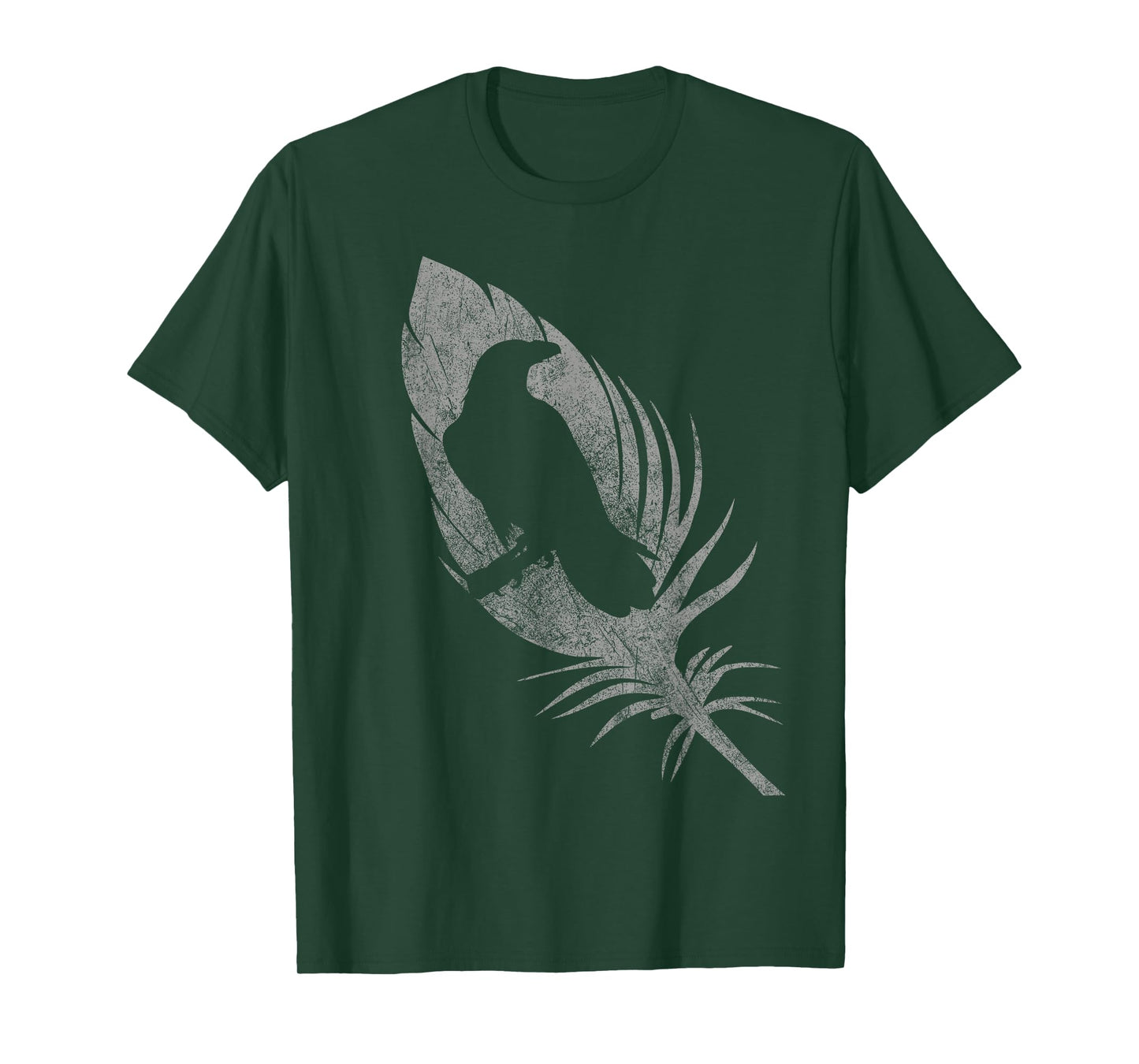 Raven silhouette beautiful crow feather distressed gothic T-Shirt