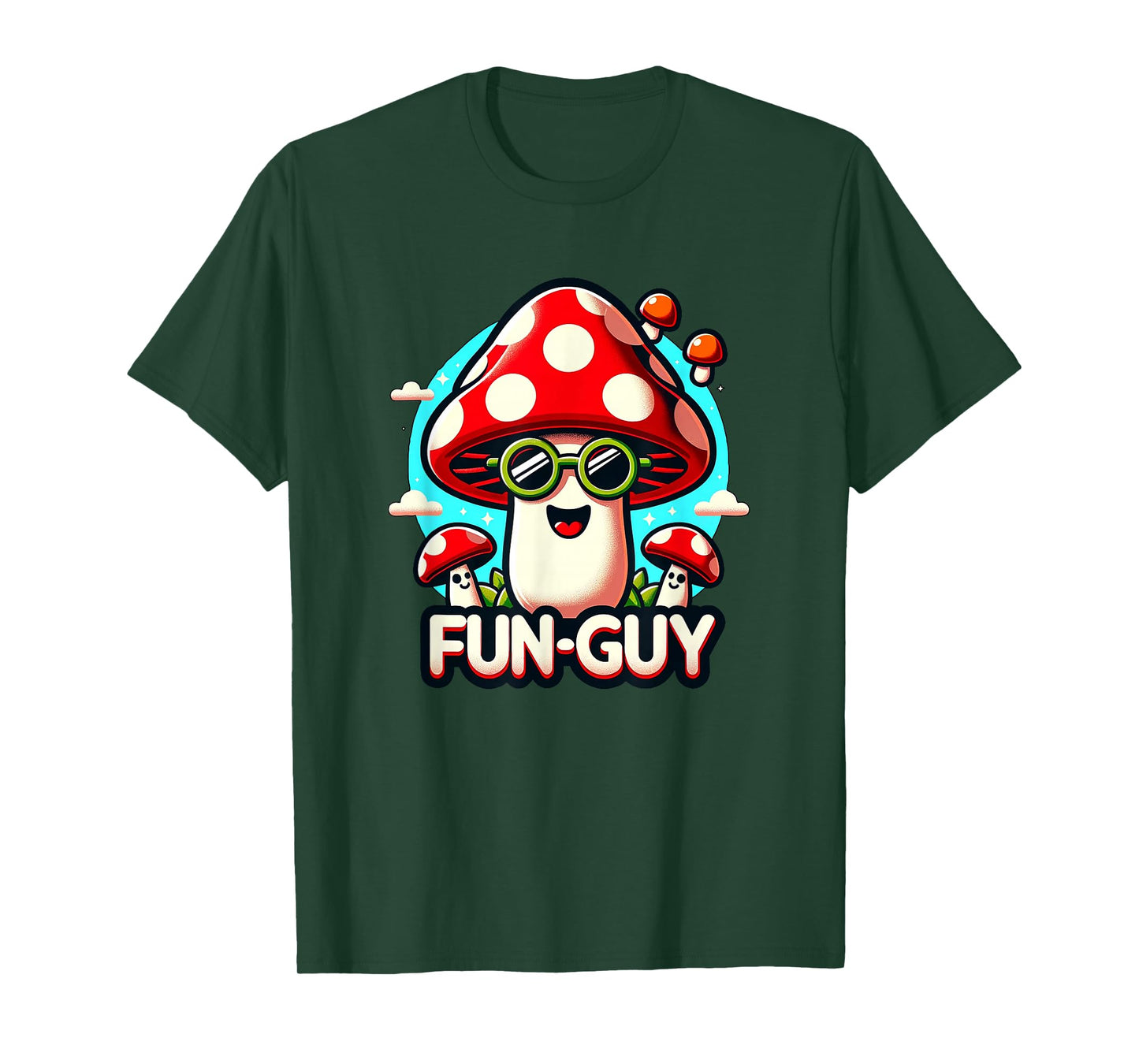 Kids & Toddler Fun Pun 'FUN-GUY' Funny Cute Mushroom Themed T-Shirt