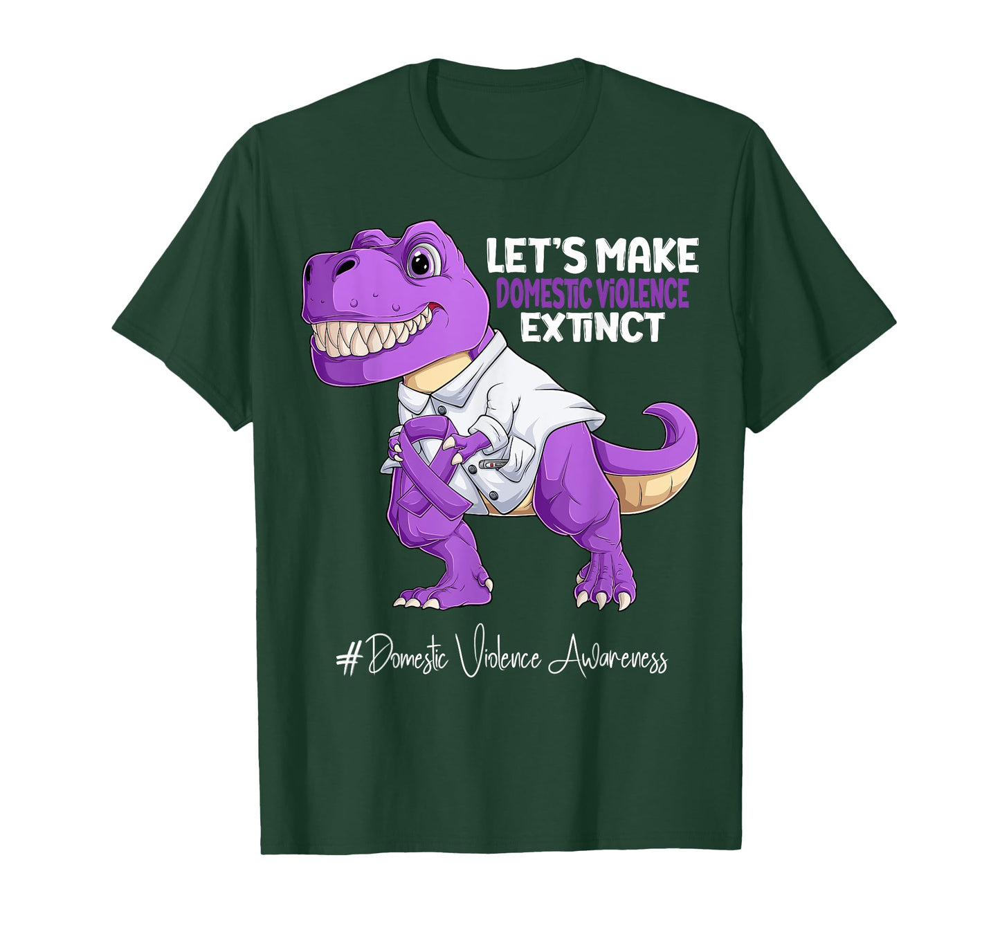 Purple Ribbon Trex Domestic Violence Awareness T-Shirt