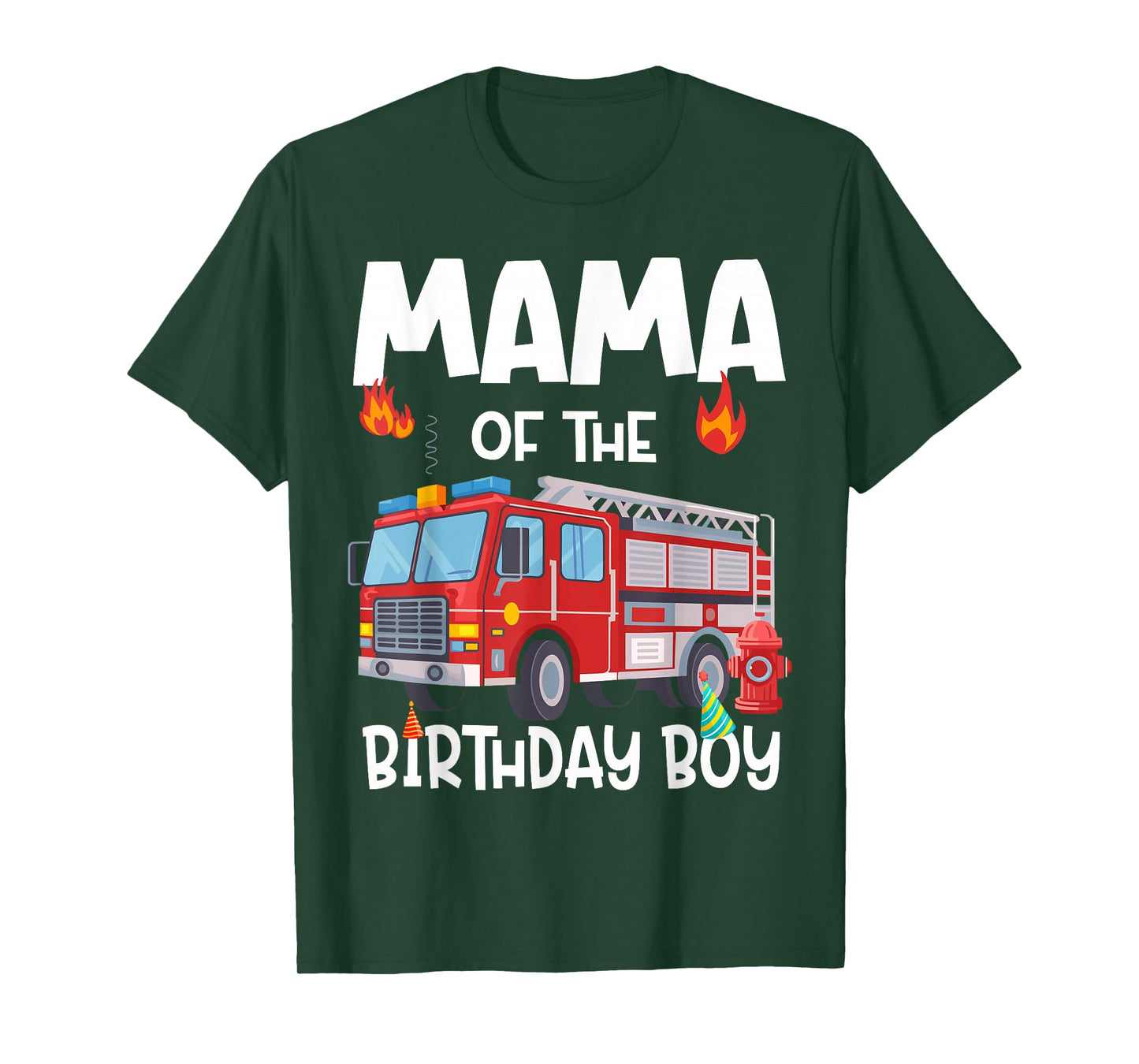 Mama of the Birthday Boy Fire Truck Firefighter Mom Bday T-Shirt