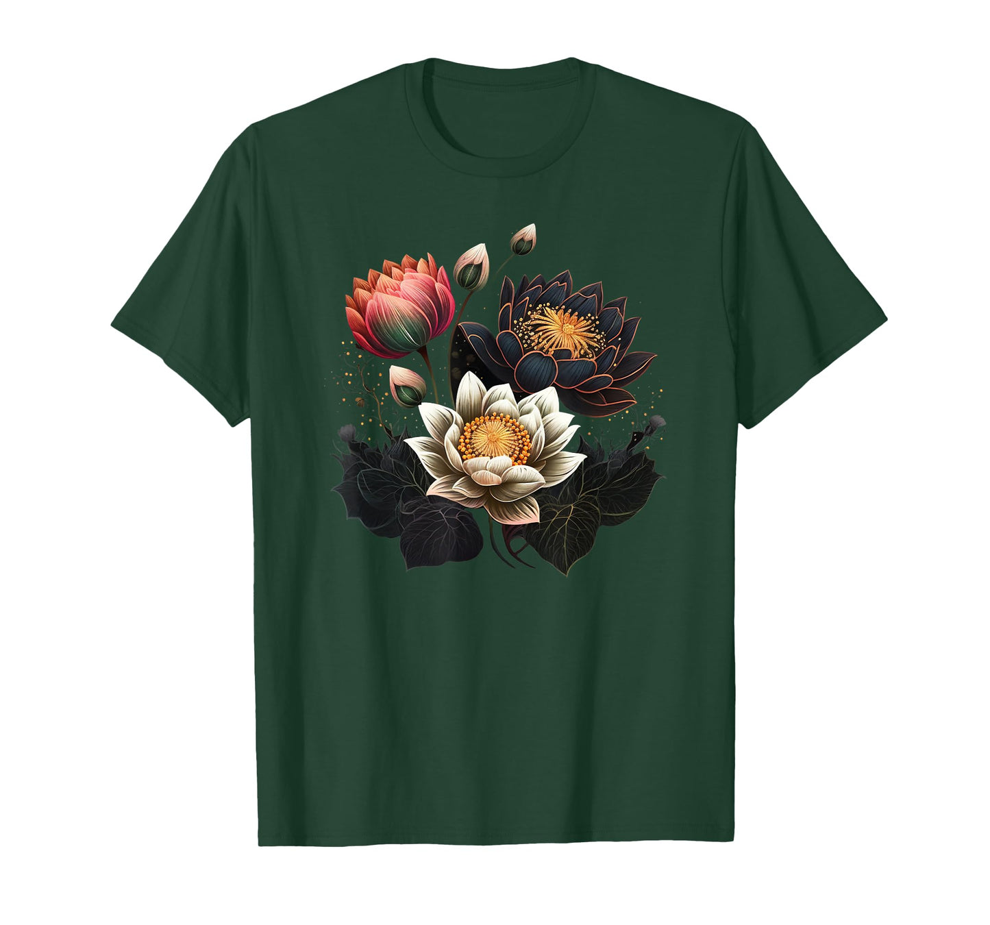 Lotus flowers Buddhism spiritual symbol yoga namaste blossom T-Shirt