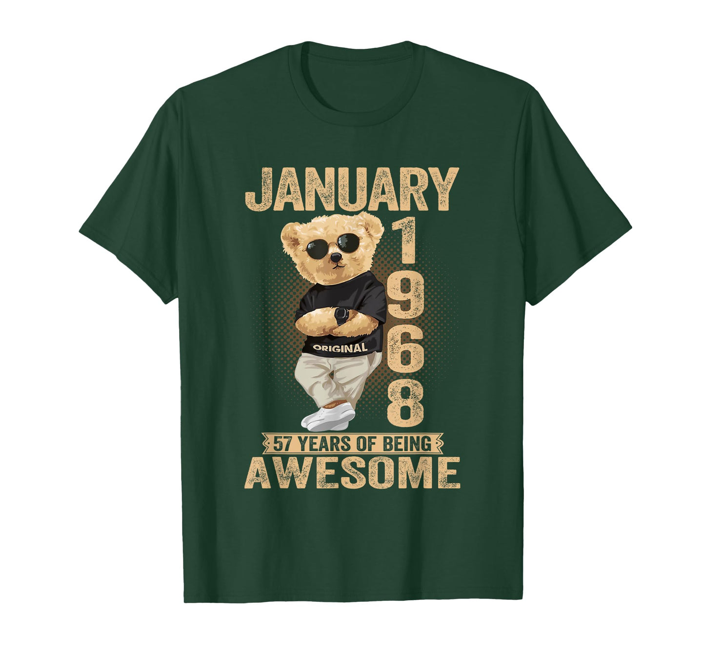 January 57th Birthday Men Women 1968 Awesome Teddy Bear T-Shirt