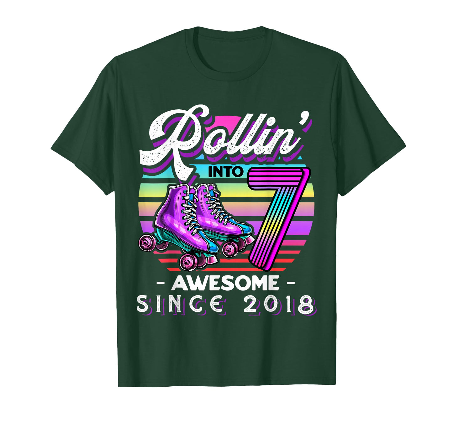Birthday Roller Skating 7th Girls Rollin into 7 Skate Party T-Shirt
