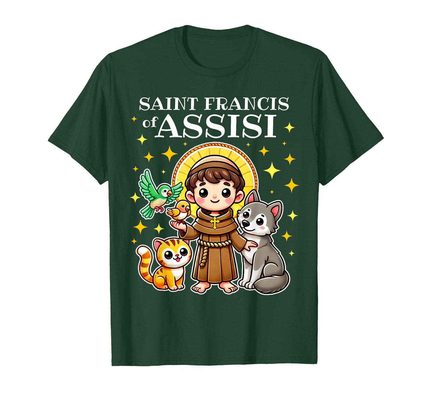 Saint Francis of Assisi Saint of Animals Catholic for kids T-Shirt