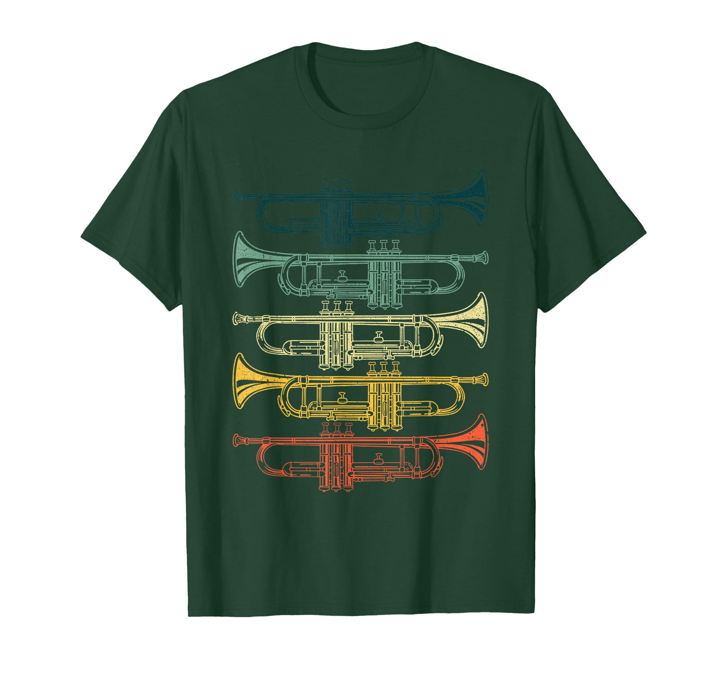 Trumpet Gift Trumpet Player Accessories & Stuff Unisex-Adults & Kids Black Cotton T-Shirt Small Retro Jazz Music T-Shirt