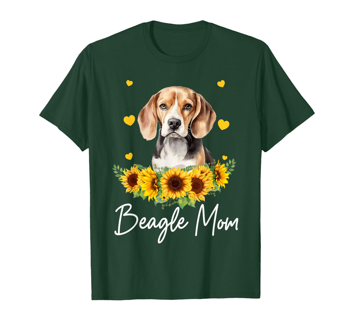 Womens Sunflower Beagle Mom Dog Lover T-Shirt