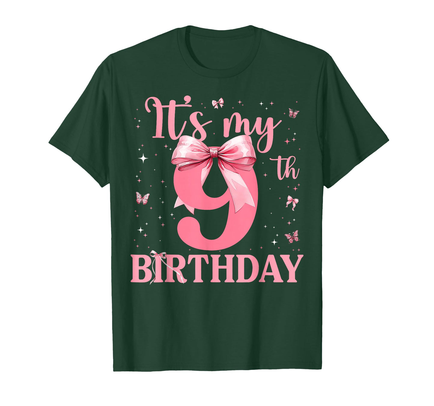 9th Birthday Coquette Bow 9 Years Old Birthday Girl Kids T-Shirt
