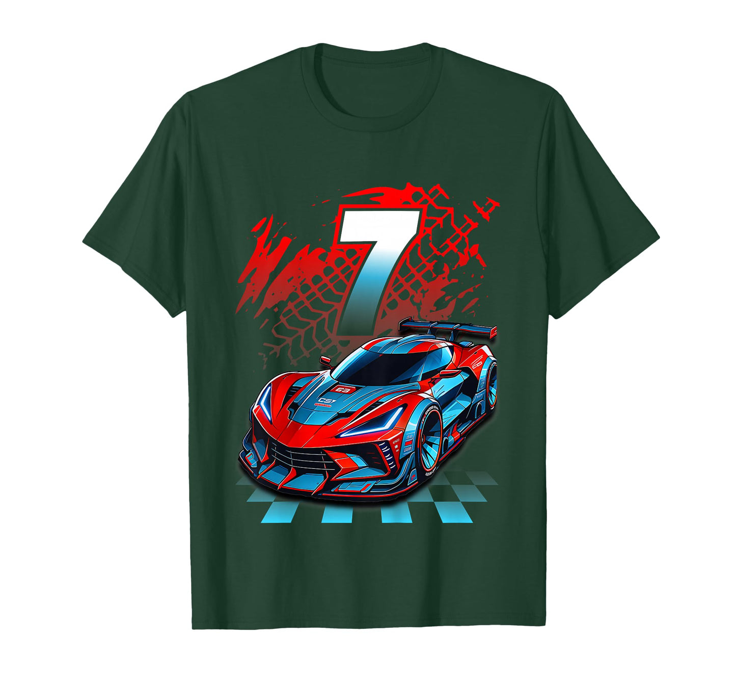 Kids 7 Year Old Race Car 7th Birthday Party Racing Racecar T-Shirt