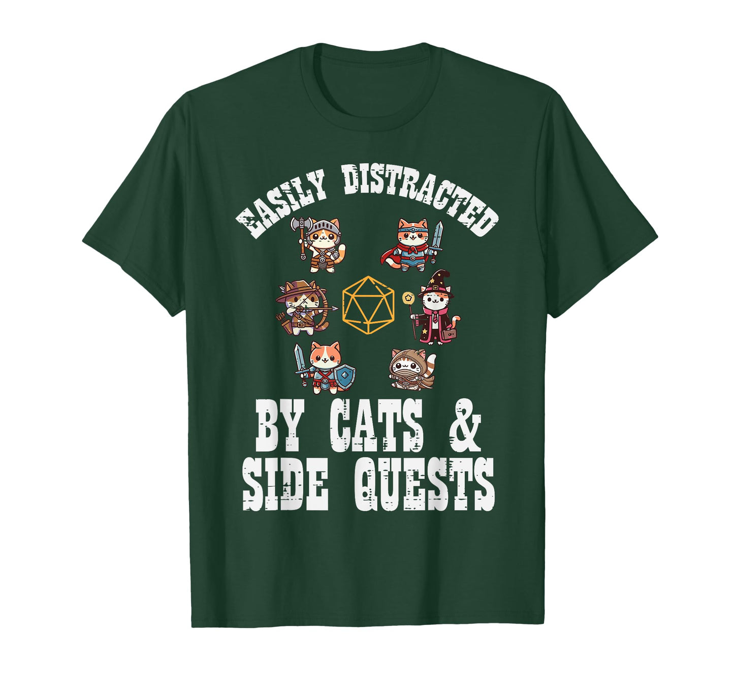 Gaming Easily Distracted By Cats Side Quests Boys Kids Men T-Shirt