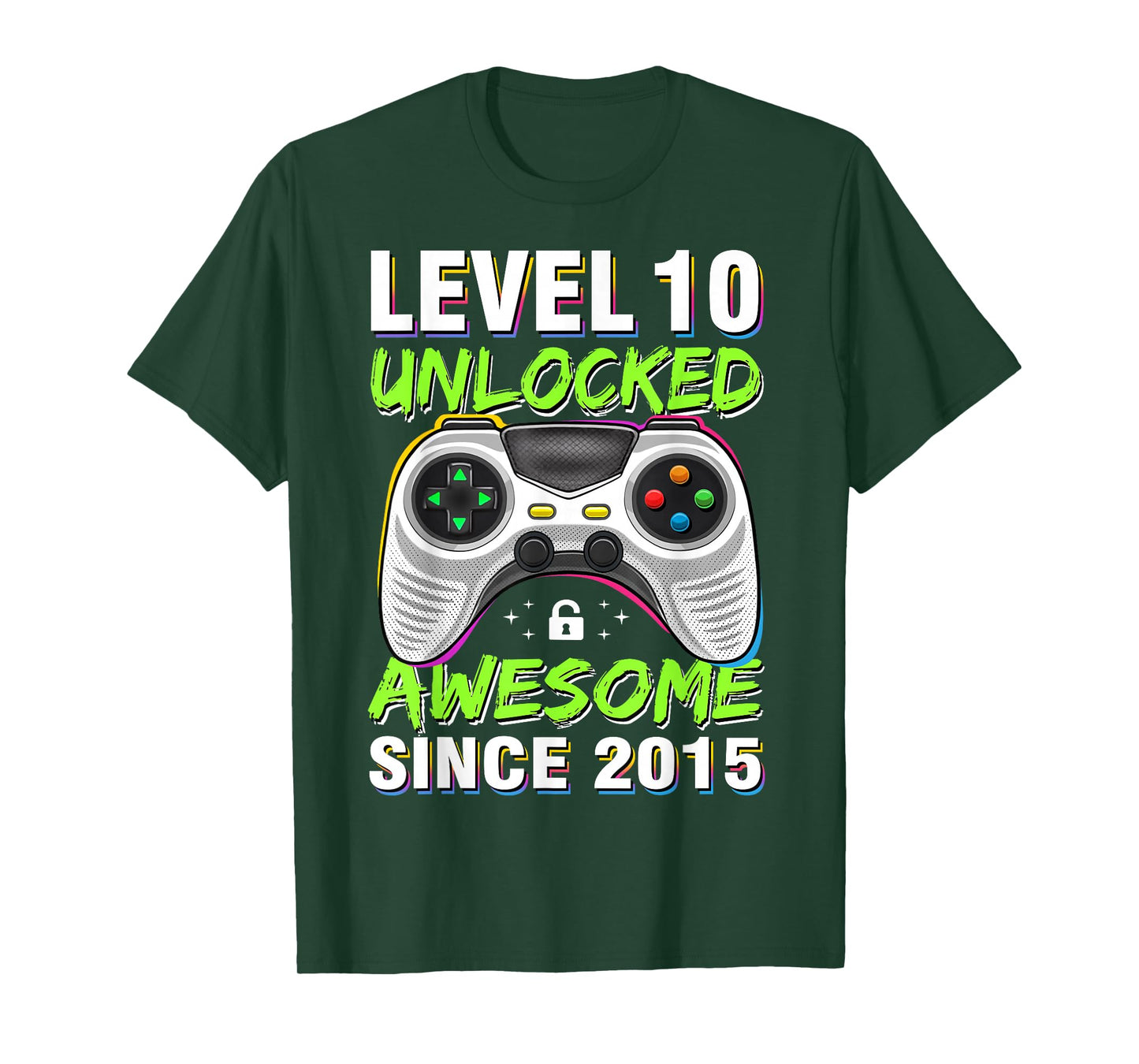 Level 10 Unlocked Awesome Since 2015 10th Birthday Gaming T-Shirt